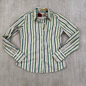 Robert Graham Cotton Striped Button Up Blouse Shirt 4